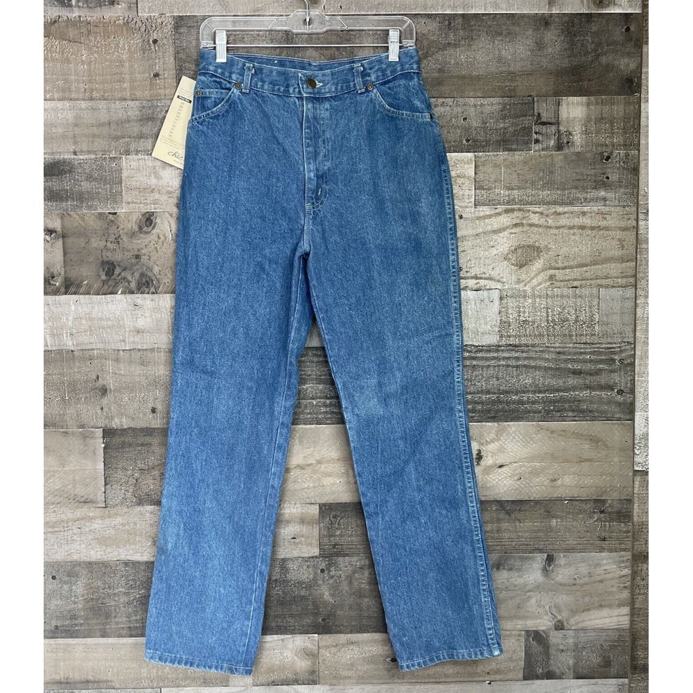 Chic Jeans by HIS Straight JR Sz 33 15 16 Blue 100% Cotton Denim Mom High Waist‎